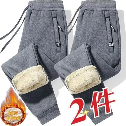 Extra Thick Lamb Velvet Men's Winter Fleece Lined Special Thick Cotton Trousers Autumn Winter Style Sport Sweatpants Casual P...