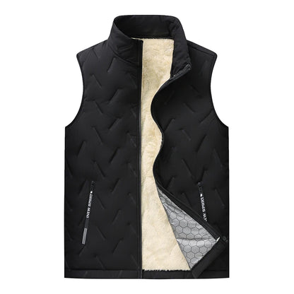 Unisex Large Size Lamb Velvet Fleece Lined Thickened Warm Vest Casual Fashion Collar Jacket M-7XL Couple Style Topwear