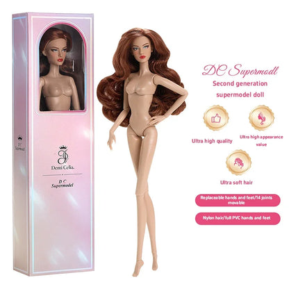 32CM 1/6 Scale Supermodel Fashion Doll In Gift Box Movable Mannequin Figure Nylon Hair Posable Dress-Up Doll For Outfit Making