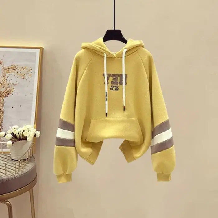 Sports Set for Women in Spring and Autumn New Korean Version Color Blocking Hooded Top Casual Pants Age Reducing Two-piece Set