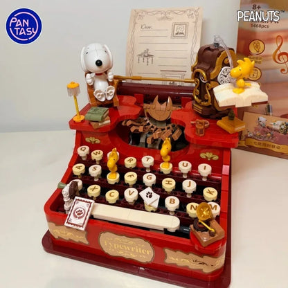 Pantasy Snoopy Series Typewriter Building Blocks Musical Mechanism Interlocking Ornament Assembly Toy Gift