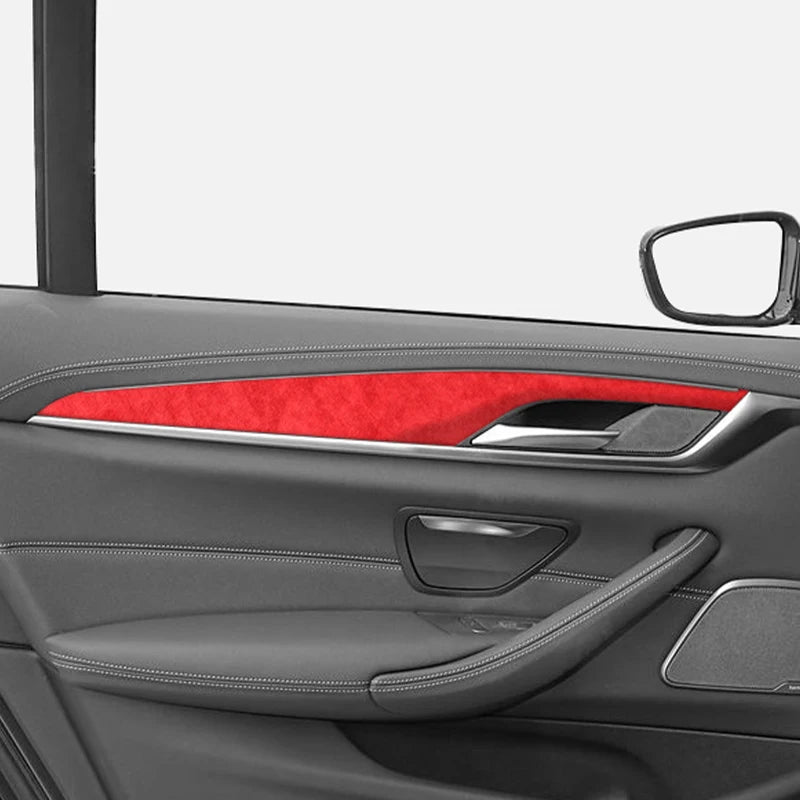 For BMW 5 Series G30 G38 Car Door Inner Handle Decorative Trim Frame Sticker Premium Interior Accessories Made of Alcantara