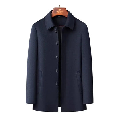 QYLVAWOY 100%Real Sheep Wool Man Jacket High Quality Spring Autumn Jackets Lapel Coat Mid-Length Clothes for Man Business Casual