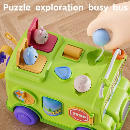 Montessori Educational Baby Busy Bus Toy Toddler Activity Fine Motor Skill Learning Travel Toys For Kids