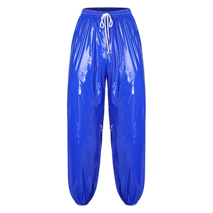 Mens Waterproof Jogging Pants Shiny Y2K Track Baggy Glossy Pants Hip Hop Dance Trousers Quick-dry Swim Shorts Sports Swimsuit