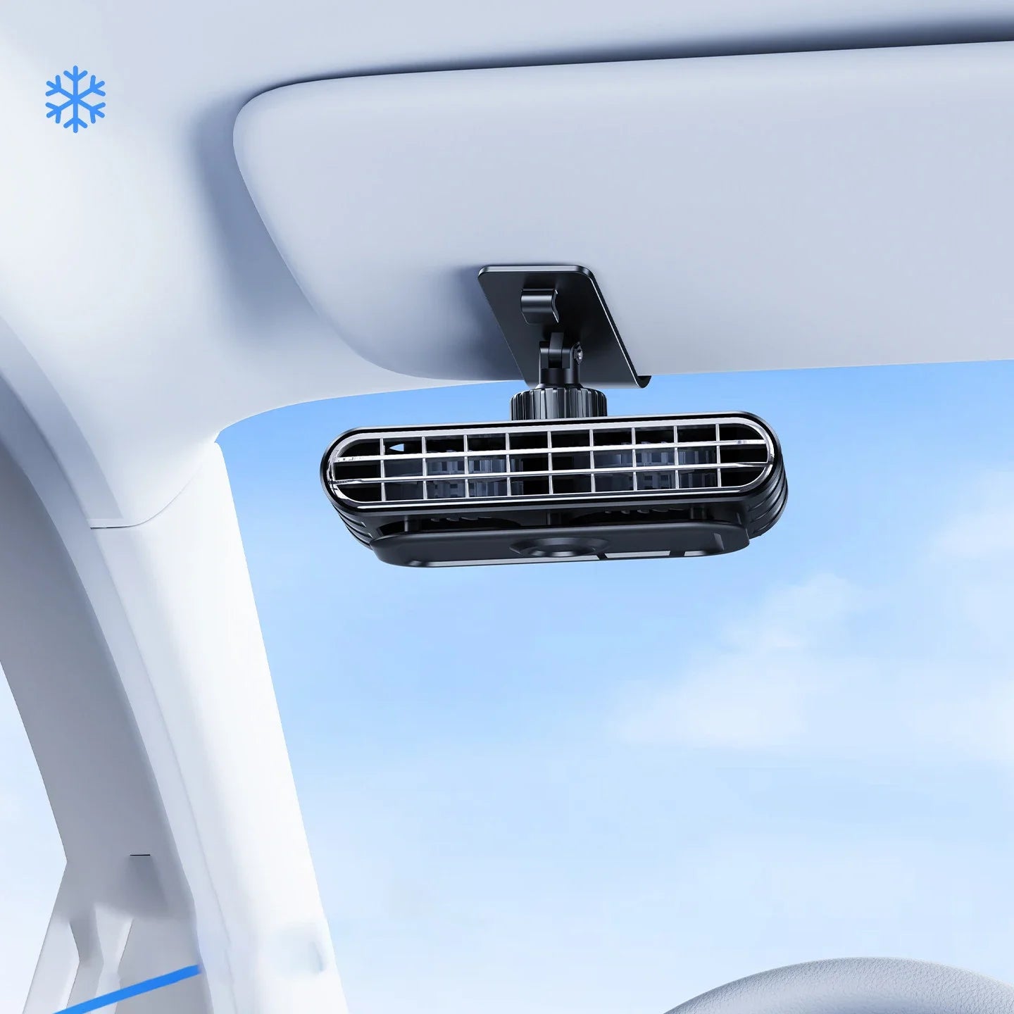 Eary Car Clip Fan Portable USB Rechargeable 30000mAh Sun Visor Fan 360° Rotate 5 Speeds Cooling Fan Ultra-thin Quiet Auto Cooler