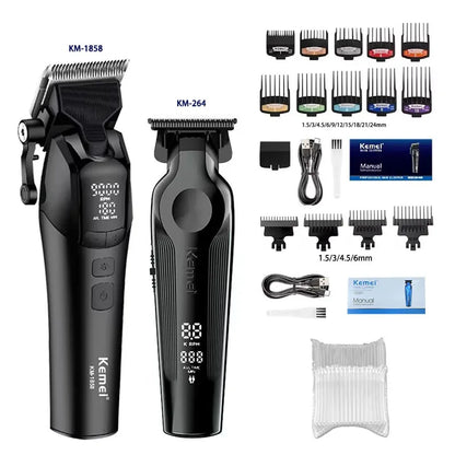 Kemei KM-1858 9000RPM 10W Hair Clipper,KM-264 Rechargeable Electric Trimmer,Original KM-T95 Shaver For Men Barber Clippers Kit