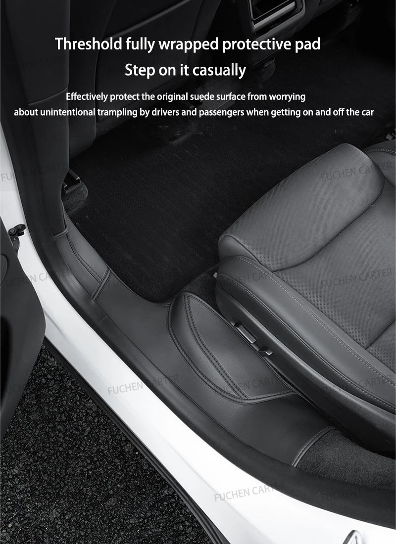 For Tesla NEW ModelYL2026 Leather Front Rear Door Sill Protector Threshold Strip Anti-kick Guard Panel Waterproof Pad Accessorie