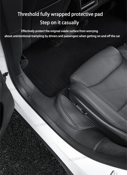 For Tesla NEW ModelYL2026 Leather Front Rear Door Sill Protector Threshold Strip Anti-kick Guard Panel Waterproof Pad Accessorie