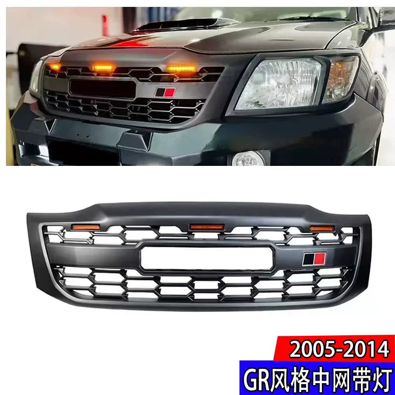 Car Front Bumper Grill with light for Toyota HiLux VIGO 05-14 modified net Radiator Grille