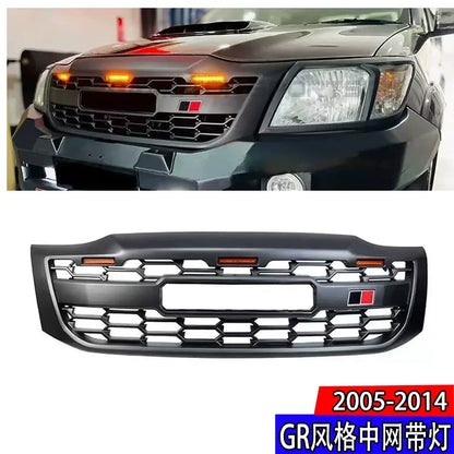Car Front Bumper Grill with light for Toyota HiLux VIGO 05-14 modified net Radiator Grille