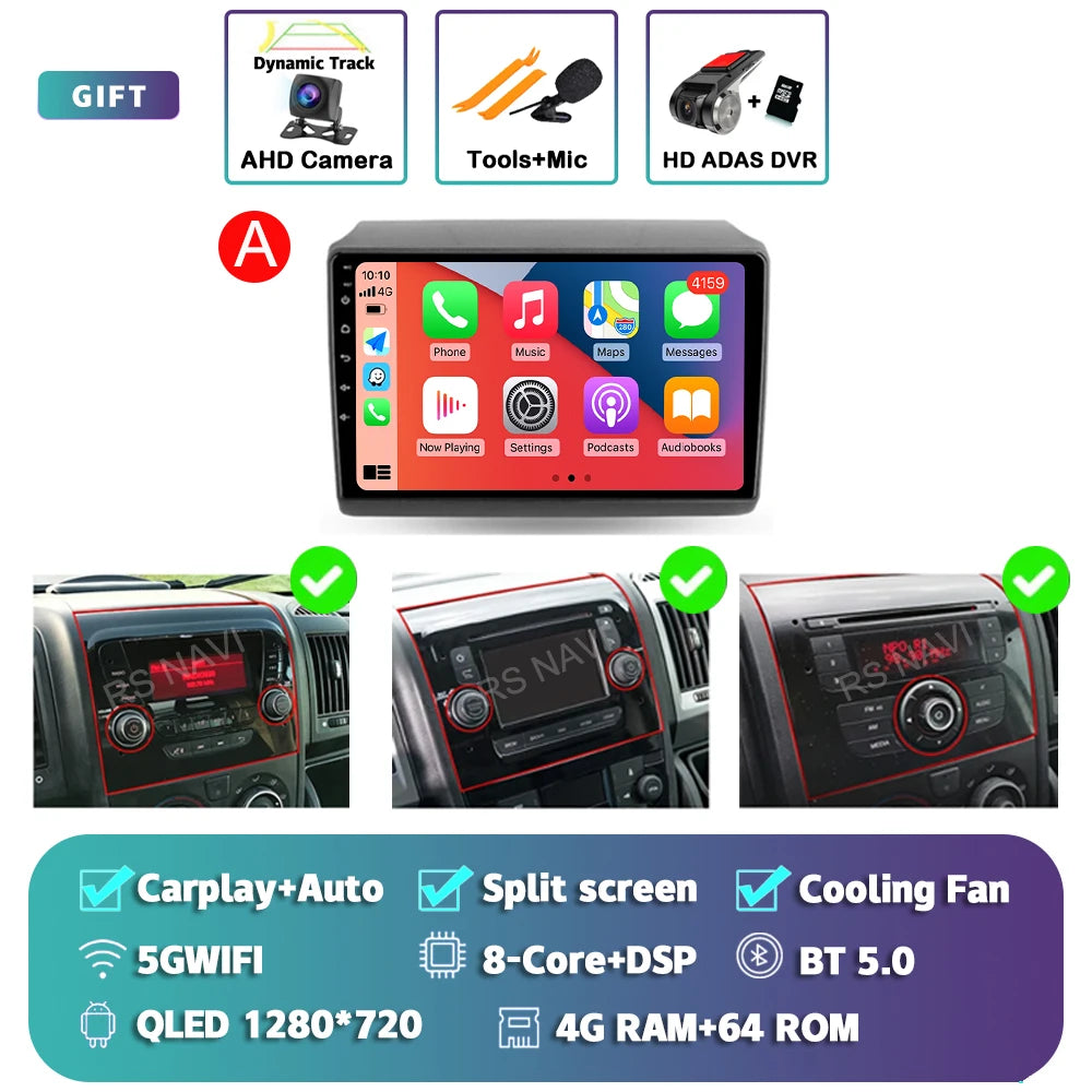 Android 15 For Fiat Ducato Peugeot Boxer Citroen Jumper 2006-2022 2K QLED Android Car Radio Multimedia stereo Player GPS CarPlay