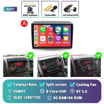 Android 15 For Fiat Ducato Peugeot Boxer Citroen Jumper 2006-2022 2K QLED Android Car Radio Multimedia stereo Player GPS CarPlay