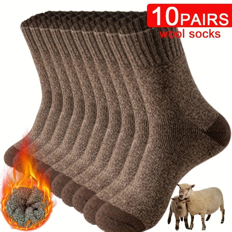 3/5/10 Pairs Men's Socks Mid Length Socks in Autumn and Winter Thick and Warm Daily Socks