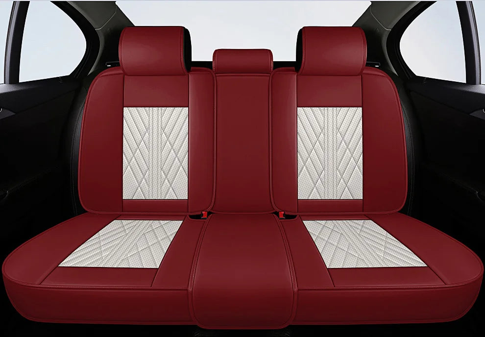 Universal fitting waterproof breathable soft Napa leather car seat cover set for cushion protection. Suitable for sedan and SUV