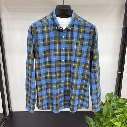 Embroidered Cotton Long Sleeved Shirt for Men in Spring and Autumn, New Plaid Shirt for Casual and Loose Fit, Business Men