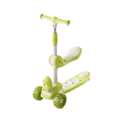 3-in-1 Kids Scooter Foldable Ride-On Toy with Light-Up Wheels, Adjustable Height, Removable Seat, Music & No Music Options, f