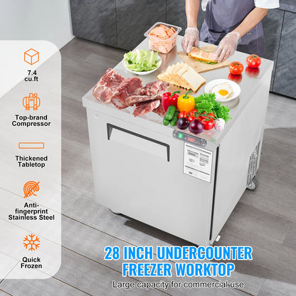 SucceBuy Commercial Frozen Refrigerator Sandwich Salad Prep Table 7.4Cu.Ft Food Prep Frost Free Refrigerator for Restaurant