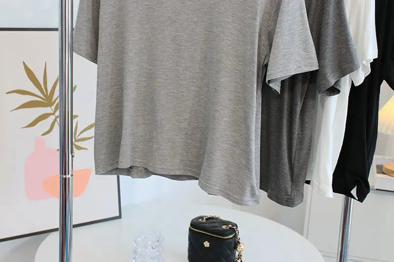 Ultra-Hand Feel Short Modal T-Shirt Women's  Summer 2025 Slimming round Neck Short Sleeve  Color Base Shirt