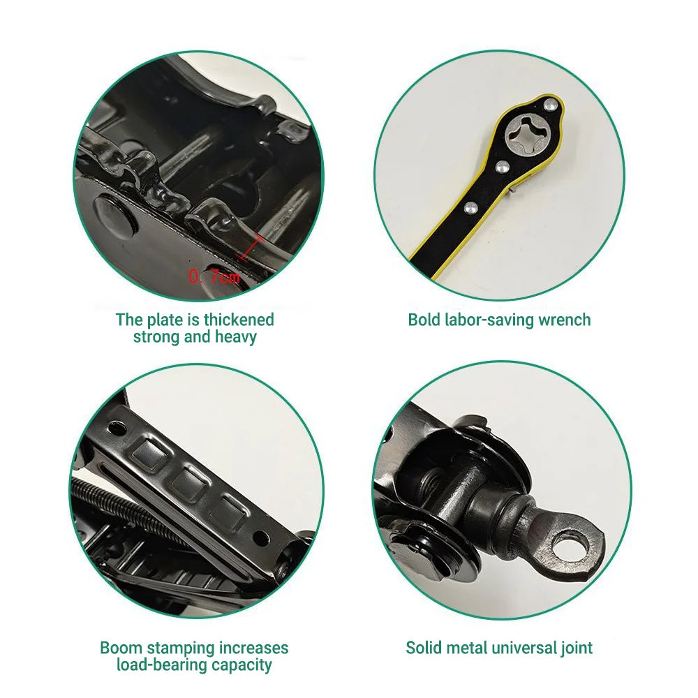 Mechanical Manual Scissor Jacks With Stabilizer Base & Ratchet Wrench For Car/SUV Tire Replacement And Emergency Roadside Repair