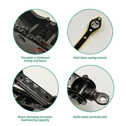 Mechanical Manual Scissor Jacks With Stabilizer Base & Ratchet Wrench For Car/SUV Tire Replacement And Emergency Roadside Repair