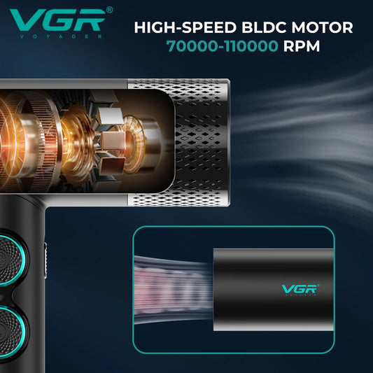 VGR Leafless Hair Dryer Professional Blow Dryer Brushless Motor 110000 RPM Suitable For Home Salons Powerful Hair Dryer V-401