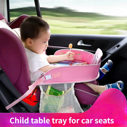 Kids Travel Tray Car Seat Activity and Play Tray Organizer for Children and Toddlers Lap Desk with Tablet Phone Holder Foldable