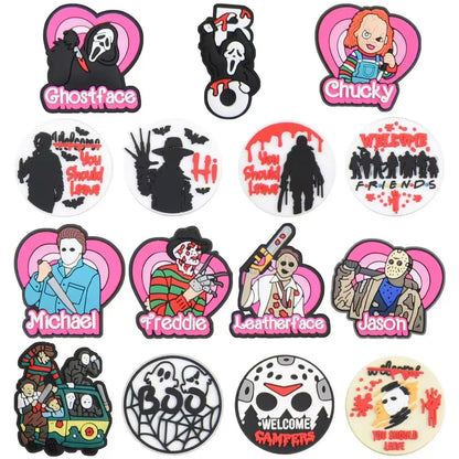 4-100pcs Halloween Pink Ghost Classic PVC Shoes Charm Alligator Charm Accessories Fit Bracelet Boys Girl Xmas party gifts