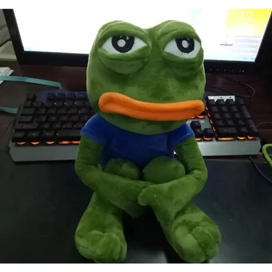 45cm Pepe The Frog Plush Toy Sad Meme Frog Stuffed Animal Soft Funny Peluche Cute Kawaii Hugging Pillow Home Decor Gag Gift