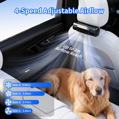 Socool Portable Car Fan Wireless 10000mAh 27.5Hrs Long-Lasting 4-Speed Cooling Backseat Fan Headrest Fan for Baby Kids RV Truck