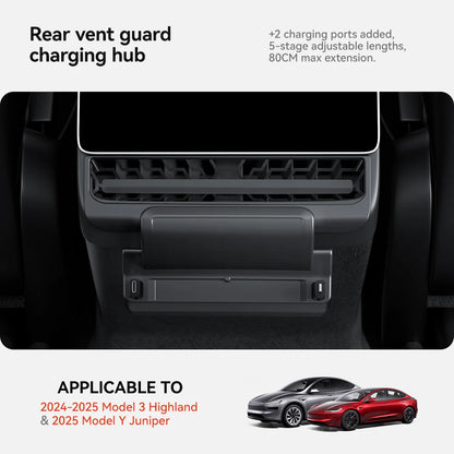 YZ For Tesla Model Y Juniper Model 3 Highland Rear Air Vent 27W Quick Charger USB Shunt HUB Power Splitter Apple Type-C Charger