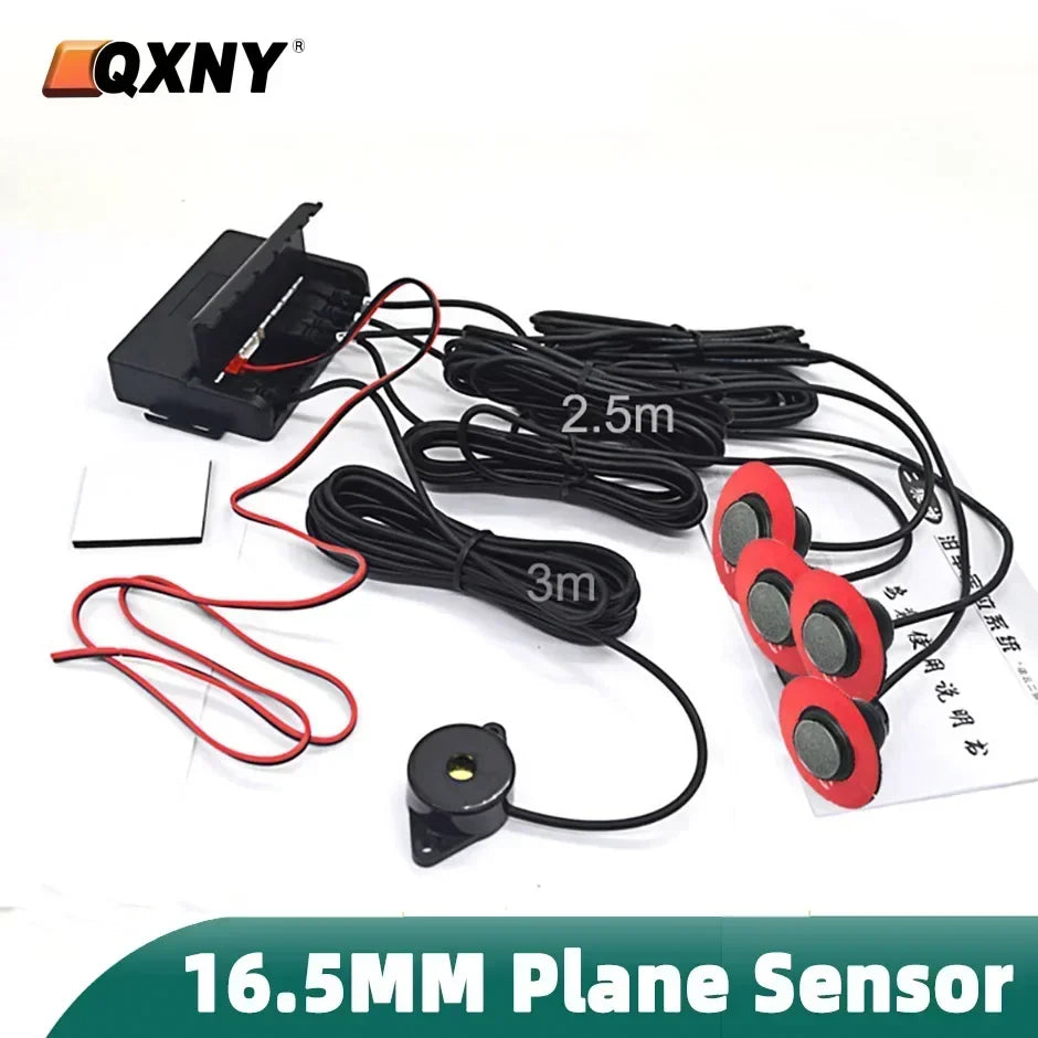 Flush Mount 4 Probe Reverse Parking Sensor Adjustable Depth Bumper Backup Radar System with Distance Alert  Aid
