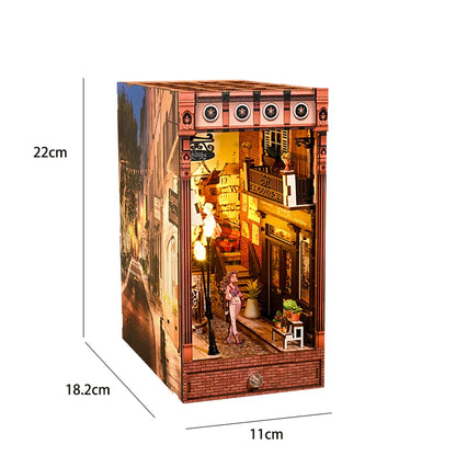 DIY Book Nook Kit Shelf Inser Dollhouse Model Building Kit Wooden Bookshelf Room Dollhouse Bookend Toy For Adults Birthday Gifts