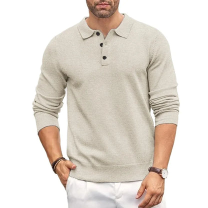 Autumn Mens Button Pullover Sweater Slim Mock Neck Knit Polo Sweaters Casual Dress Jumper Winter Heavyweight Thermal Outerwear