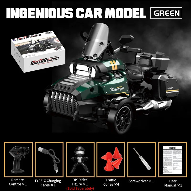 1:43 Remote Control Tricycle 4WD Type-C Charging RC Drift Car Kids Electric Toy Car Children's Gift
