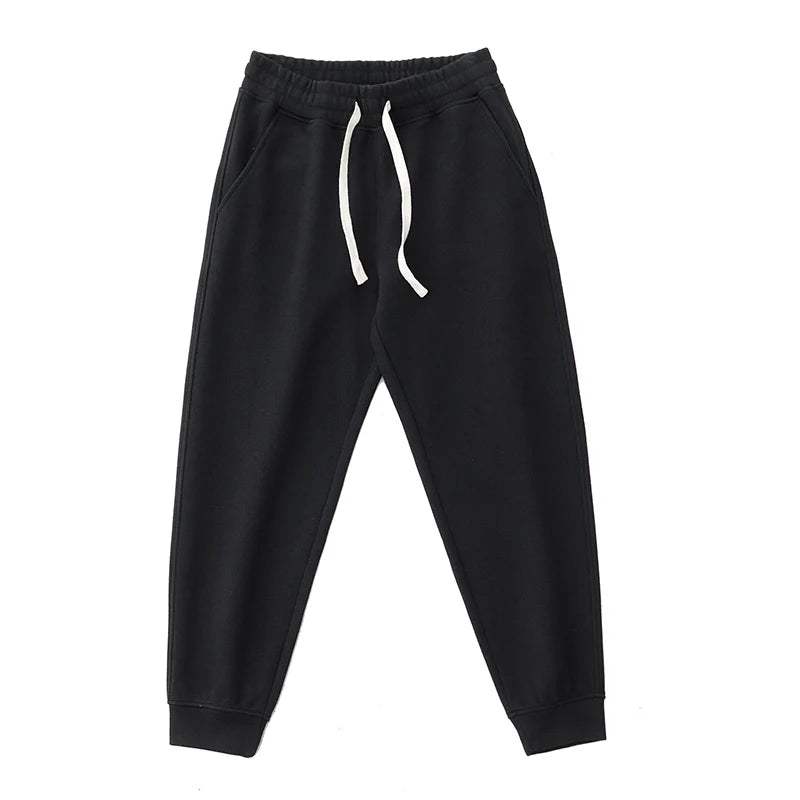 Autumn Winter New American Retro Thick Knitted Sweatpants Men's Simple Elastic Waist Drawstring Sport Casual Ankle-tied Pants