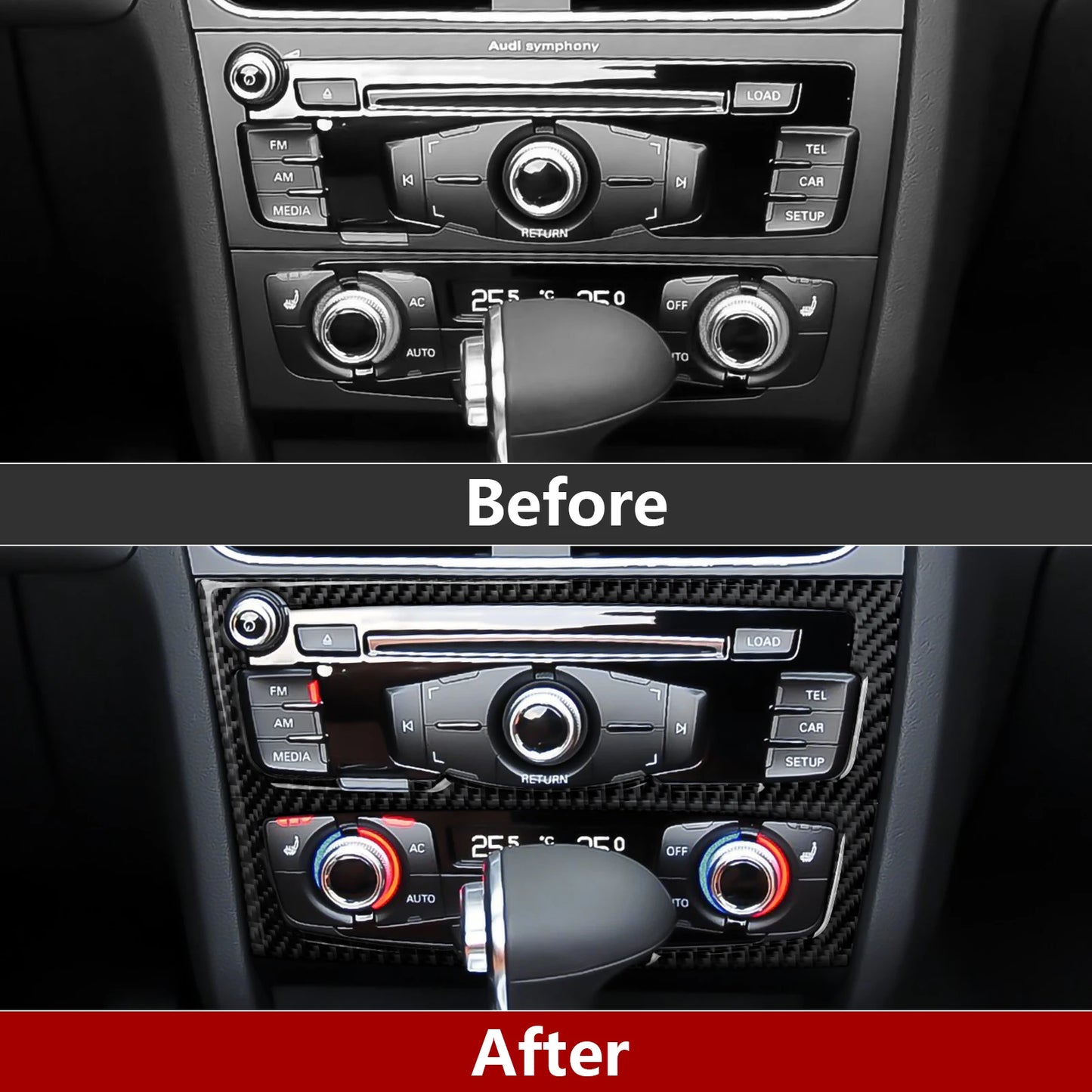 Car Center Console Gear Shift Panel Set, For Audi A4 S4 RS4 A5 S5 RS5 (2007-2016) Carbon Fiber Interior Sticker Trim Accessories