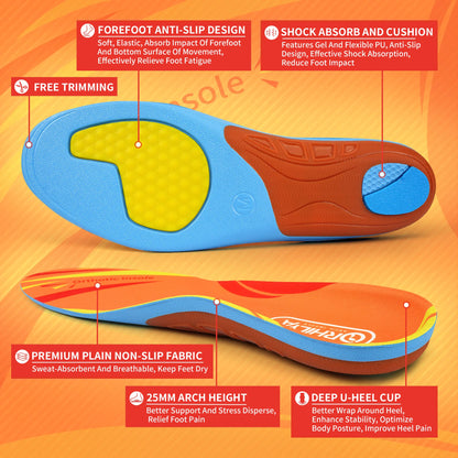 PU Pain Relief Orthopedic Insole Plantar Fasciitis Men Women Sneaker Flat Feet Arch Support Orthotic Insert Sole Athletic