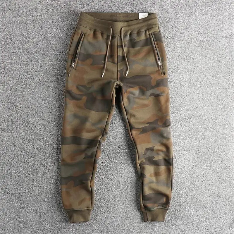 Thickened Wear-Resistant Men's Casual Camouflage Pants Autumn Winter Warm Sports Trousers Loose Fit Long Pants Trendy
