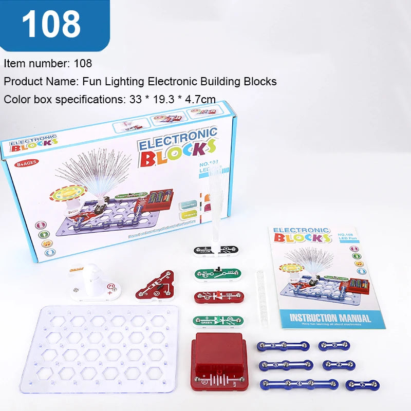 Puzzle New Circuit Electronic Building Blocks Scientific Experiment Education Children Assemble Toys Electronic Exploration 8+