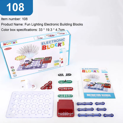 Puzzle New Circuit Electronic Building Blocks Scientific Experiment Education Children Assemble Toys Electronic Exploration 8+