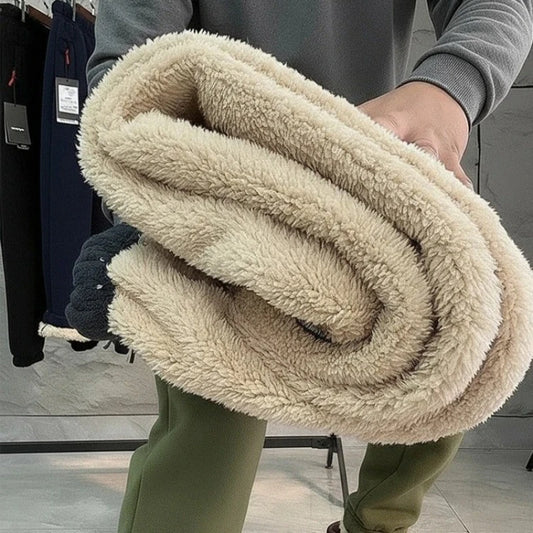 Men's Winter Warm Fleece Lined Pants with Zipper Pockets Thickened Fleece Jogger Pants Men Trousers Snow Cold Thermal Sweatpants