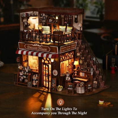 Cute Cake Shop 3D DIY Wooden Puzzle Book Nook Kit - Handmade Bookshelf Dollhouse Model Bookend for Home Decor