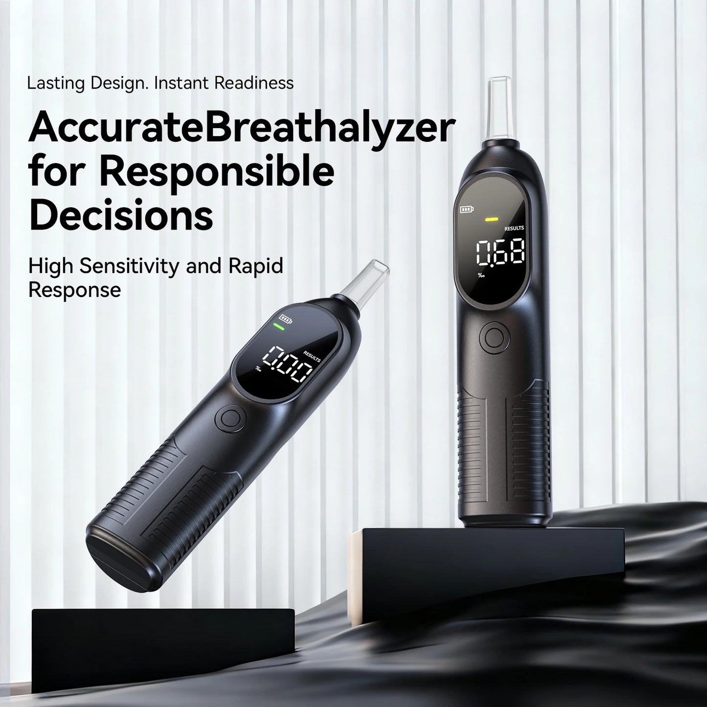 Alcohol Tester with Intelligent Sensor, Portable Breathalyzer for Driver with 4 BAC Units Adjustable ( Not Battery Included)