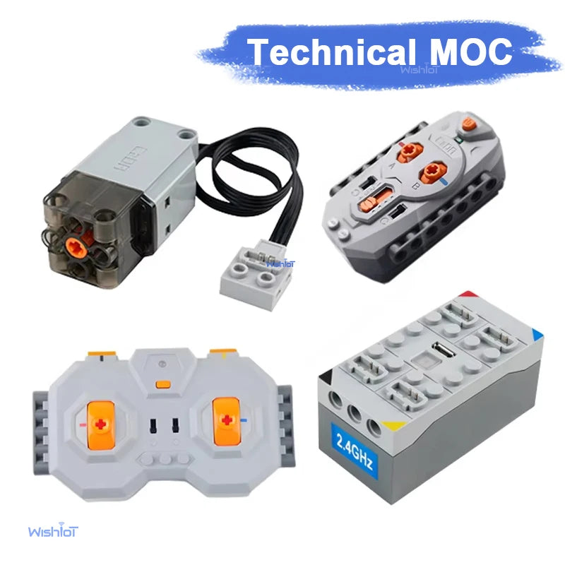 CaDA Technical-Compatible L Motor Upgrade Kit with Remote Controller for Building Blocks Car Model DIY Projects
