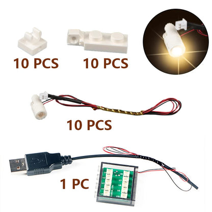 10pcs Terminal Led Searchlight MOC Light Table Lamp Multifunctional DIY Spotlight Black Building Block 1219