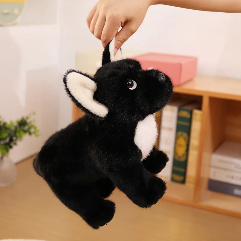 Black Bulldog Plush Toy Stuffed Puppy Doll Cuddly Pillow Dog Room Decor Xmas Birthday Gift Cartoon Animal Simulation