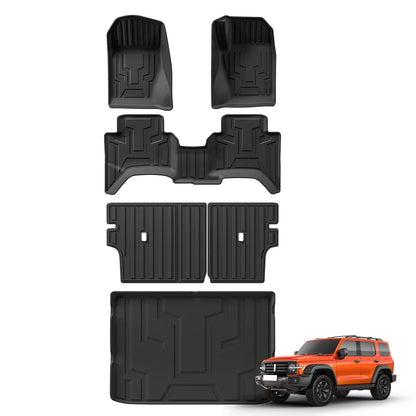 for GWM Tank 300 2024 2025 Car Floor Mats Cargo Liner Trunk/Backrest Mat TPE 3D All Weather Right Hand Drive Black