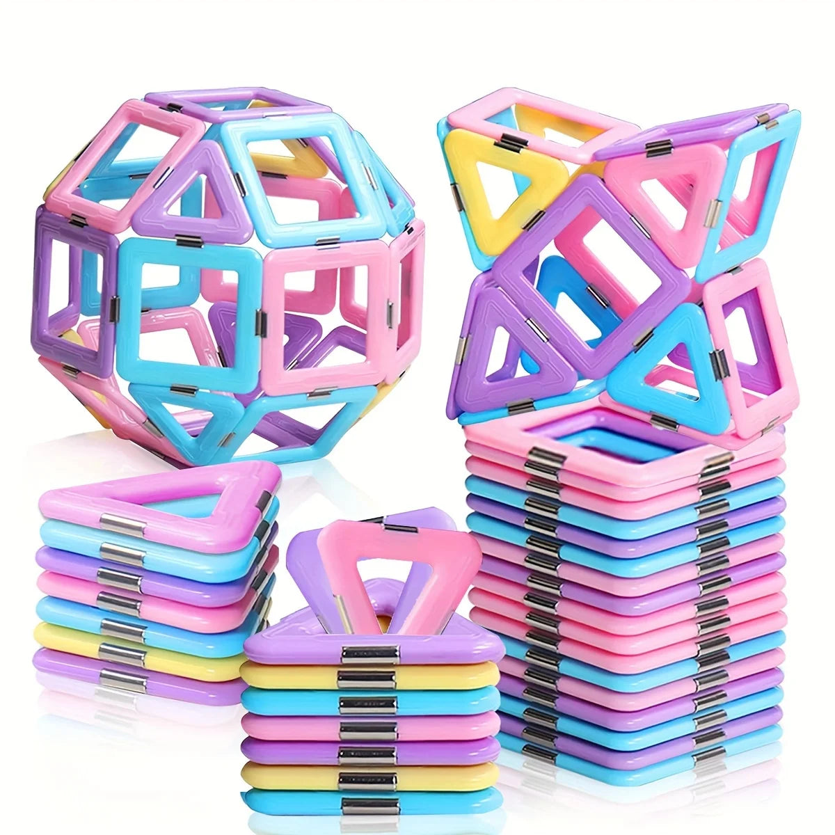 Large Magnetic Building Block Toy Set - Stem Educational Construction Toy, Colorful Mix, Creative Birthday/Holiday Gift