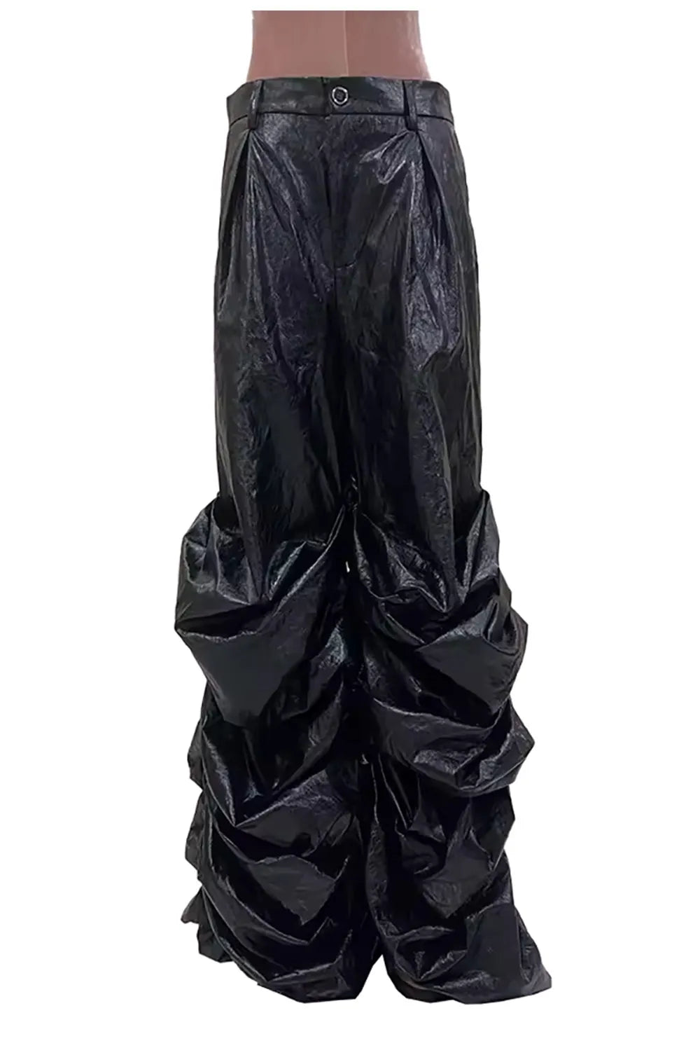 Nerazzurri Autumn Extra Long Soft Flowy Baggy Pu Leather Wide Leg Stacked  Pants for Men Luxury Designer Punk Style Streetwear